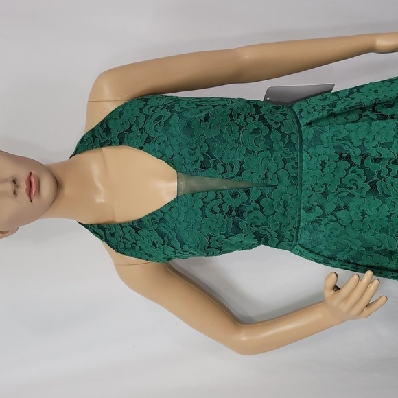 Adrianna Papell Women's Emerald Green Lace Evening Holiday Gown - Picture 8 of 17